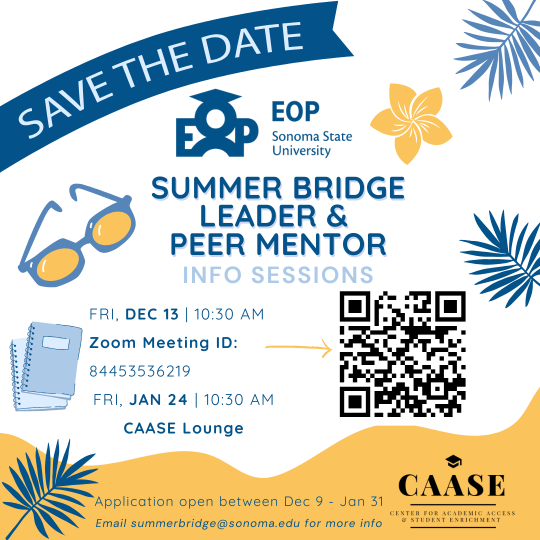  Save The Date Summer Bridge Leader & Peer Mentor